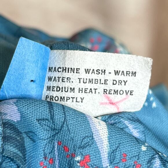 Vintage 70s Floral Polyester Pleated Prairie Dress Long Sleeve Blue Fit & Flare - Picture 6 of 7